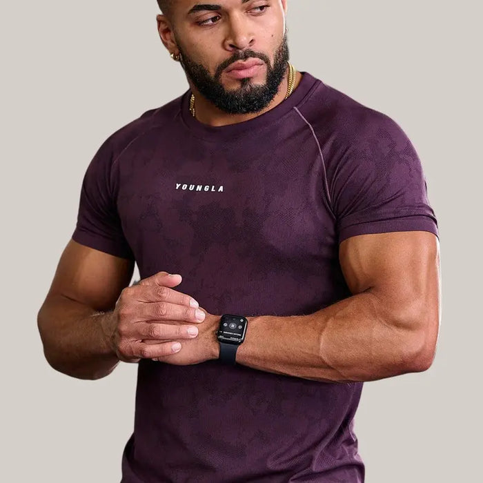 Sports T-shirt Men Purple Camouflage