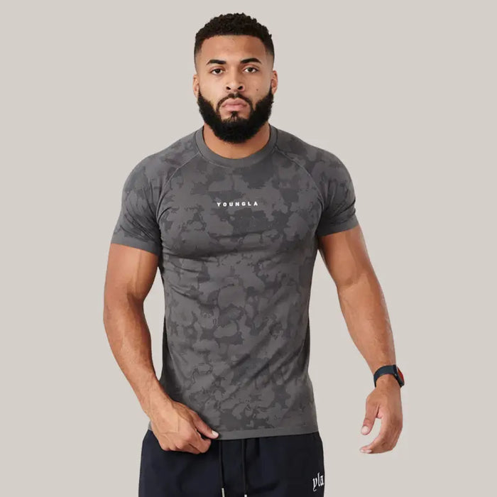 Sports T-shirt Men Dark Gray Camouflage