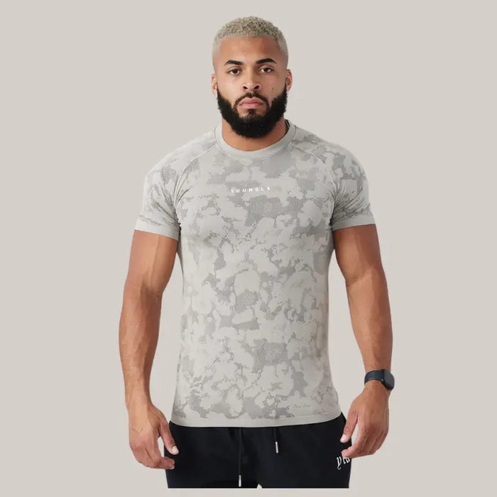 Sports T-shirt Men Light Gray Camouflage