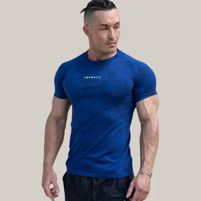 Sports T-shirt Men Blue Camouflage