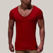 V Neck Short Sleeve Men t Shirt Red wine