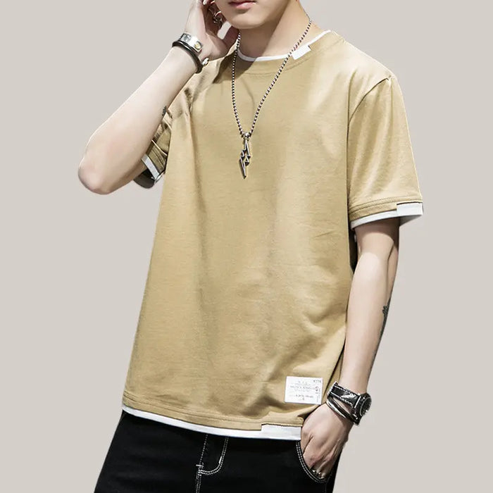 Summer Short Sleeve t-Shirt Men Khaki