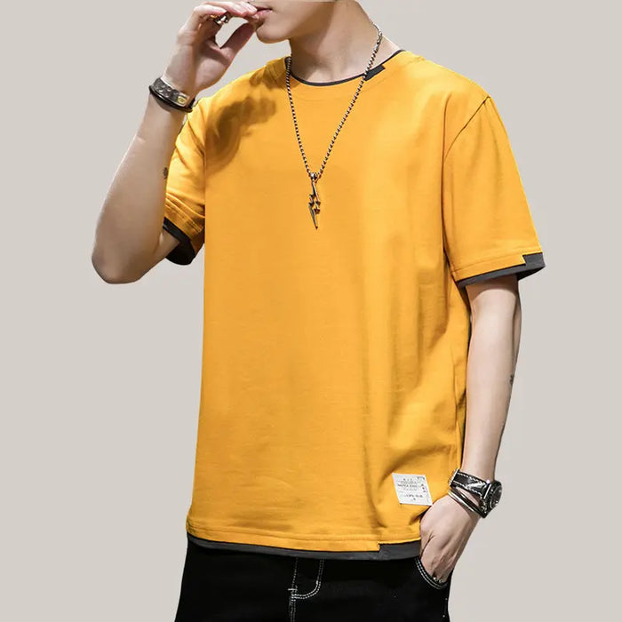 Summer Short Sleeve t-Shirt Men Yellow