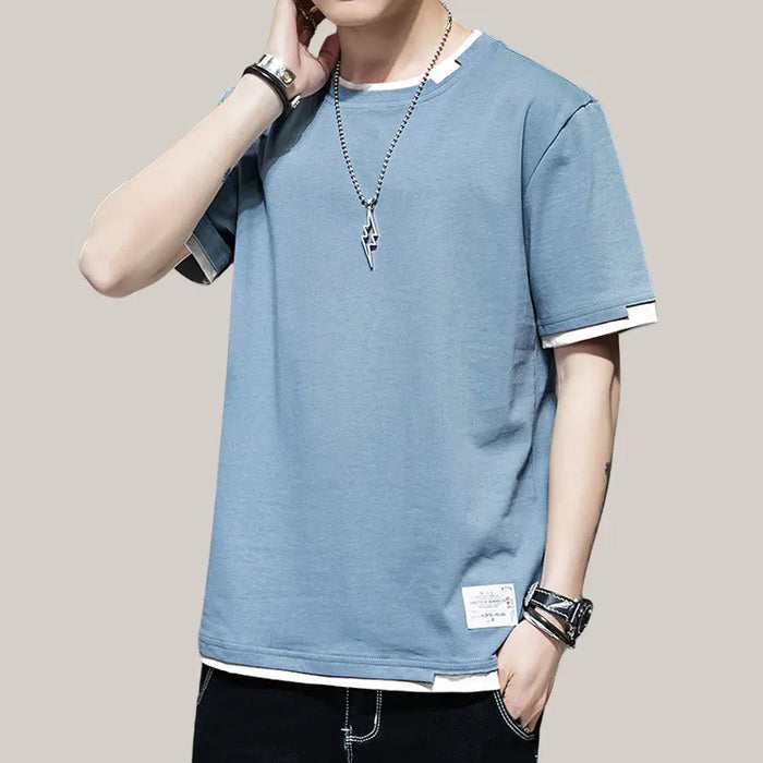 Summer Short Sleeve t-Shirt Men Blue