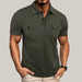 Summer Lapel Button Polo Shirt Army Green