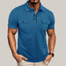 Summer Lapel Button Polo Shirt Blue