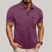 Summer Lapel Button Polo Shirt Purplish Red
