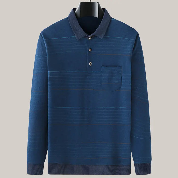 Spring Thin Middle-aged T-shirt For Men Blue