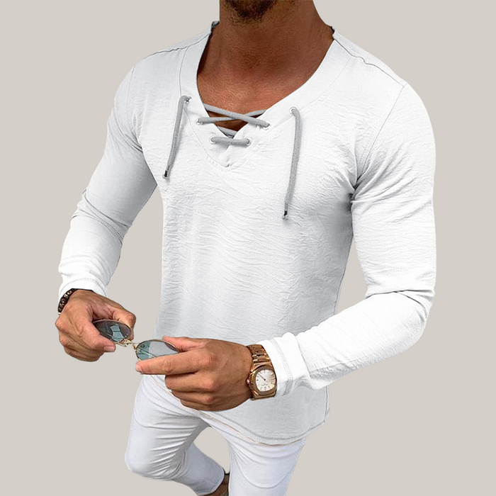 Solid Color Short-Sleeved T-Shirt White Long sleeve