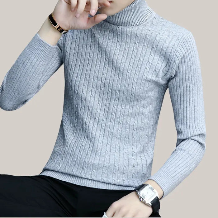 High Neck Bottoming T-shirt Sweater Men Grey