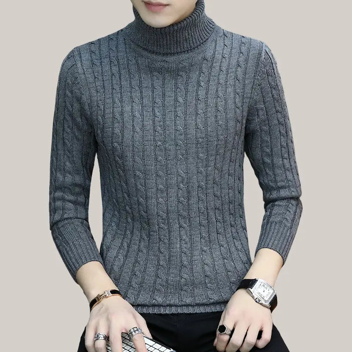 High Neck Bottoming T-shirt Sweater Men Dark grey