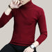 High Neck Bottoming T-shirt Sweater Men Wine Red