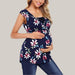 Pregnant Women Floral Printed Vest Maternity Blue