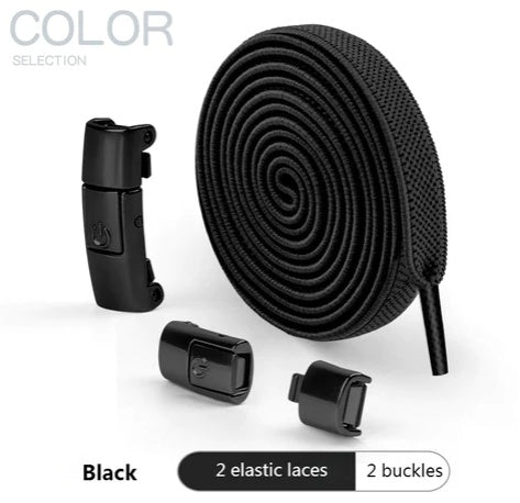 Press Lock Shoelaces Without Ties Elastic Laces Sneaker 8MM Widened Flat No Tie Shoe Laces Kids Shoelace For Shoes A Black