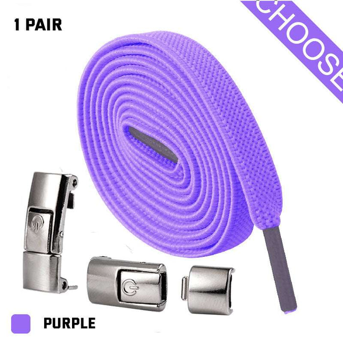 Press Lock Shoelaces Without Ties Elastic Laces Sneaker 8MM Widened Flat No Tie Shoe Laces Kids Shoelace For Shoes Purple