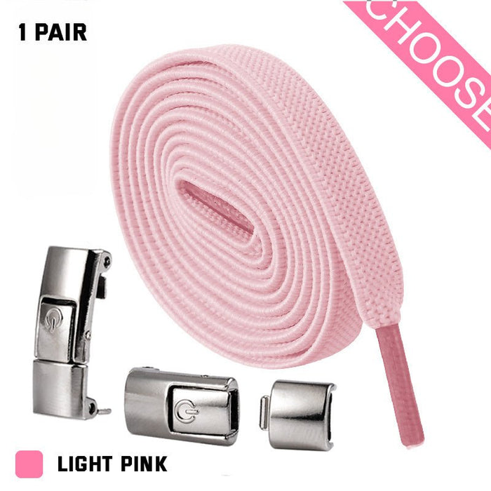 Press Lock Shoelaces Without Ties Elastic Laces Sneaker 8MM Widened Flat No Tie Shoe Laces Kids Shoelace For Shoes LIGHT PINK