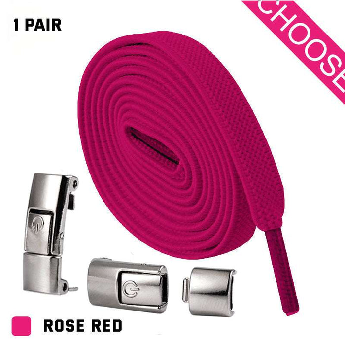 No-Tie Elastic Shoelaces for Children Rose Red