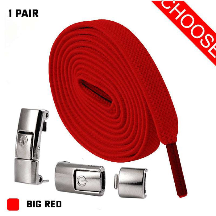Press Lock Shoelaces Without Ties Elastic Laces Sneaker 8MM Widened Flat No Tie Shoe Laces Kids Shoelace For Shoes Big red