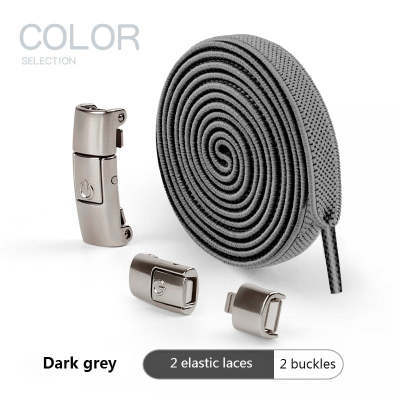 Press Lock Shoelaces Without Ties Elastic Laces Sneaker 8MM Widened Flat No Tie Shoe Laces Kids Shoelace For Shoes A Dark Grey