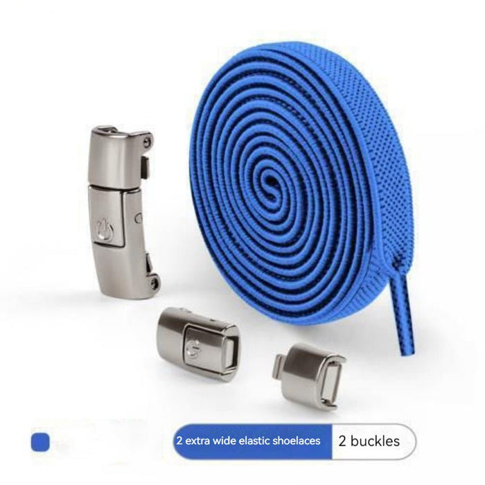Press Lock Shoelaces Without Ties Elastic Laces Sneaker 8MM Widened Flat No Tie Shoe Laces Kids Shoelace For Shoes Blue