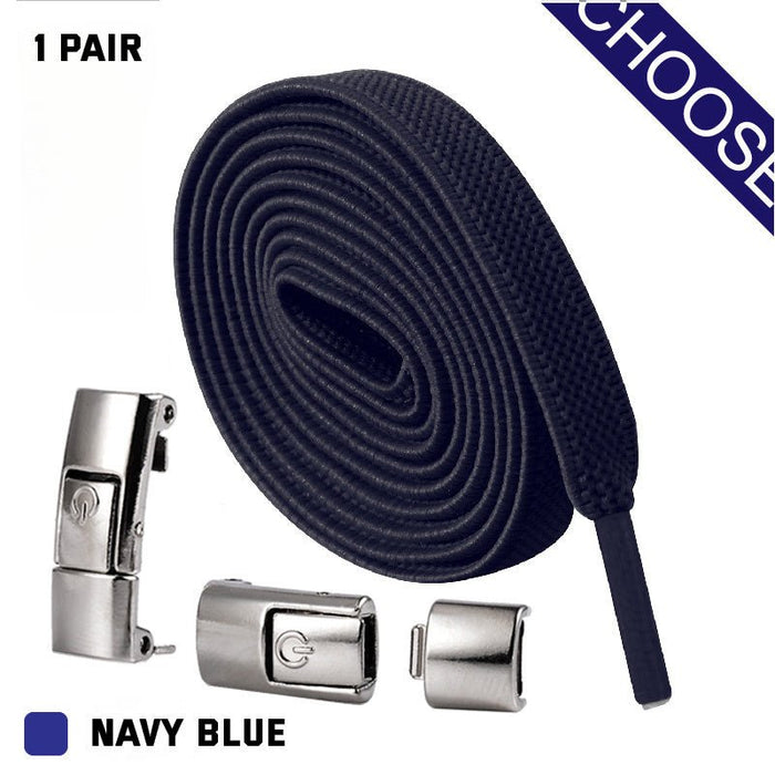 No-Tie Elastic Shoelaces for Children Navy Blue