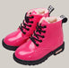 PU Leather Waterproof Martin Boots For Kids Pink