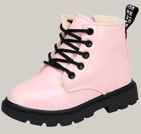 PU Leather Waterproof Martin Boots For Kids Light Pink