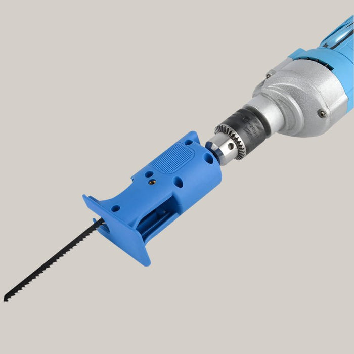 Refitting electric drill with saw Blue