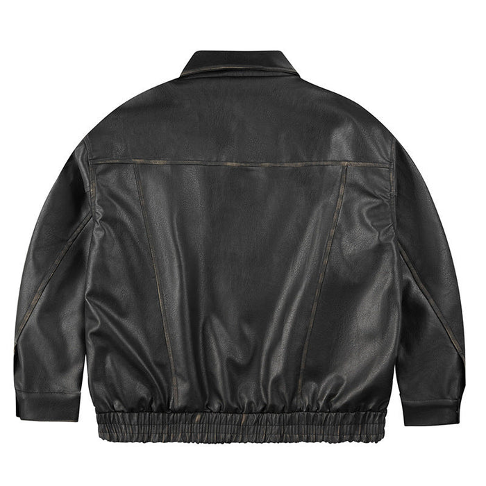 Loose Retro Leather Jacket for Men and Women