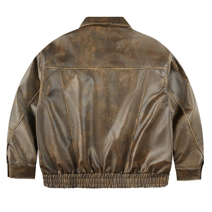 Loose Retro Leather Jacket for Men and Women