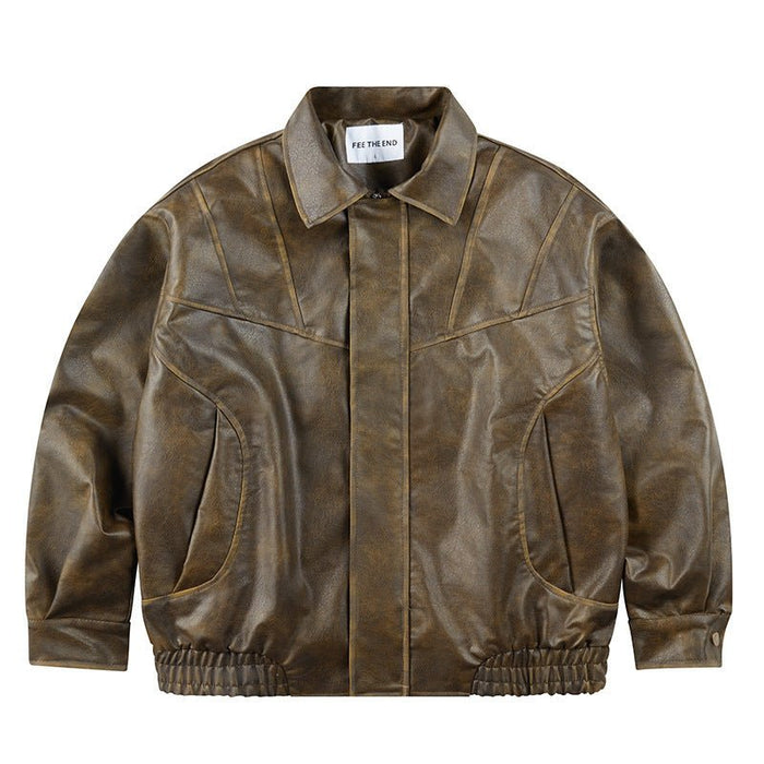 Loose Retro Leather Jacket for Men and Women
