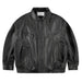 Loose Retro Leather Jacket for Men and Women Black
