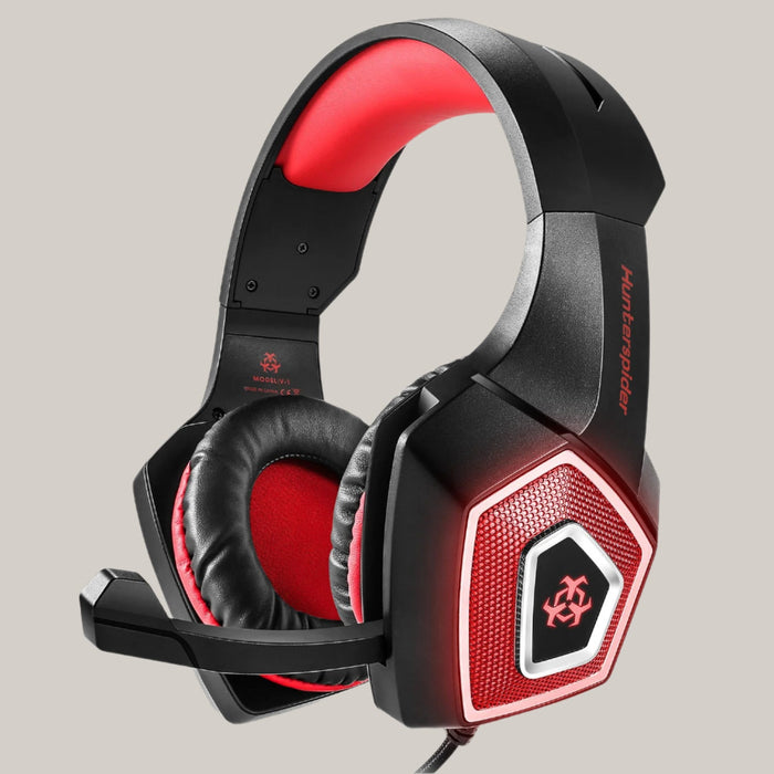 RGB Lighted Wired Gaming Headset Black and red