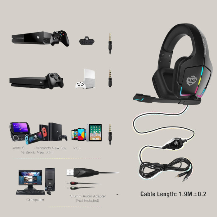 RGB Wired Gaming Headset for PC and PS4