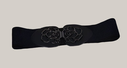 Elastic Belt with Rose Buckle