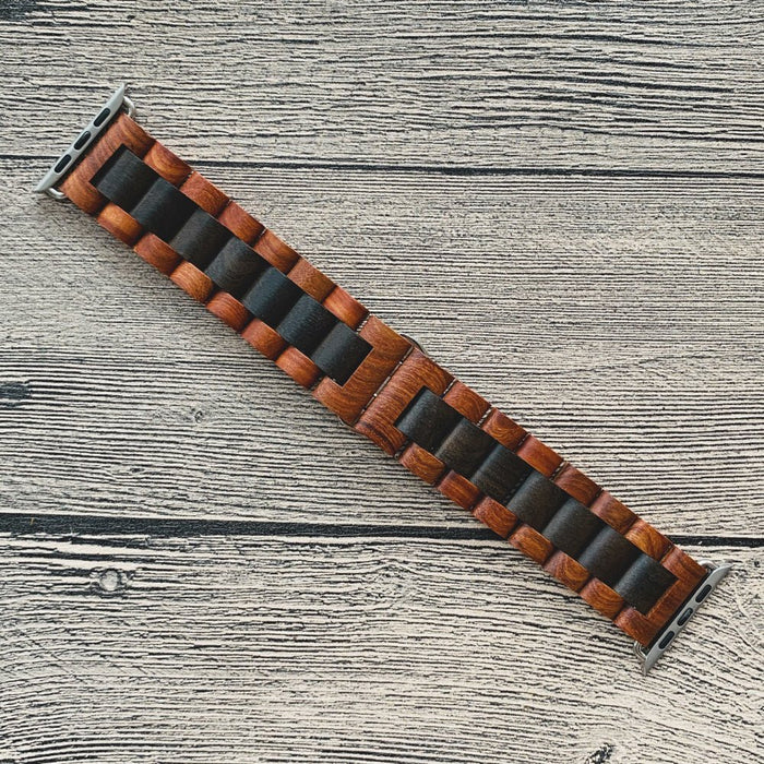 Sandalwood Watch Strap with Butterfly Clasp Red strap 22mm