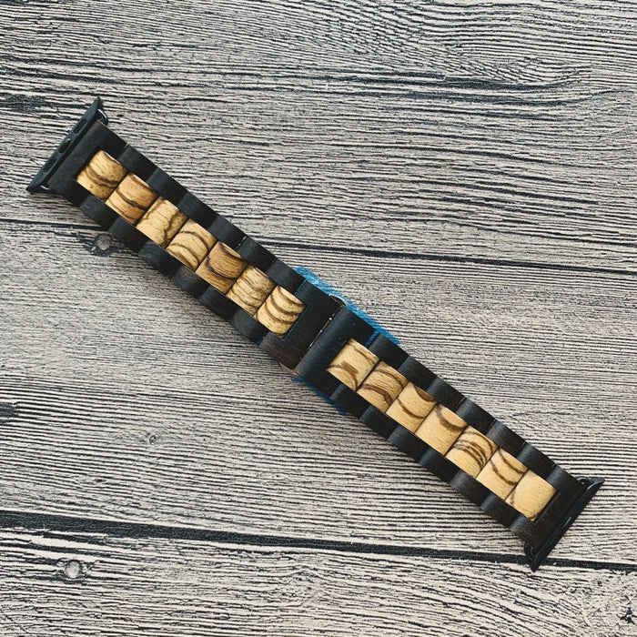 Sandalwood Watch Strap with Butterfly Clasp Black Strap 22mm