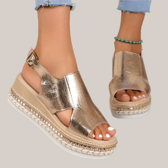 Women's Shiny Peep-Toe Sandals