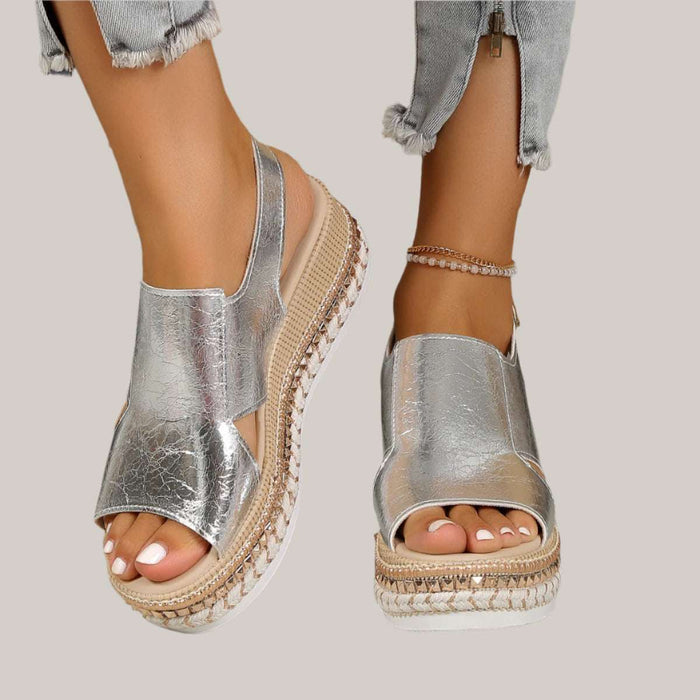 Women's Shiny Peep-Toe Sandals