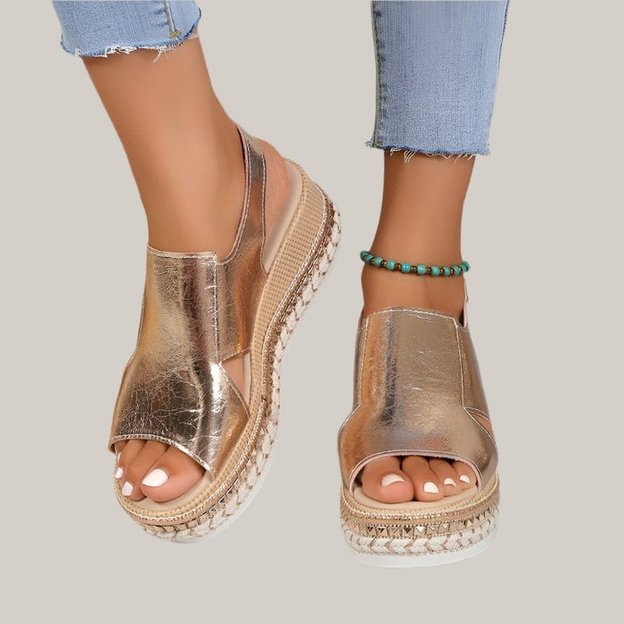Women's Shiny Peep-Toe Sandals