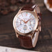 Six-Pin Leather Quartz Watch