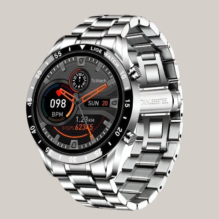 Smart Pedometer Heart Rate Watch Silver 1pc