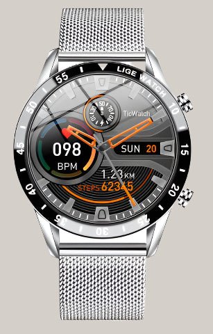 Smart Pedometer Heart Rate Watch Silver A 1pc