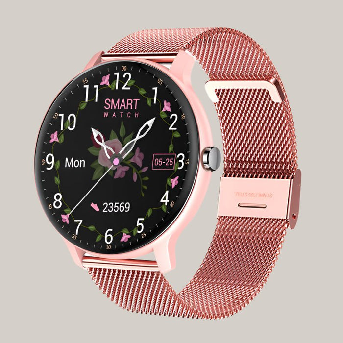 Full-Touch Smartwatch with Bluetooth Calling Pink Steel belt
