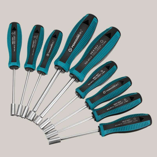 Socket Screwdriver Set Green 9Pcs 3 to 8mm