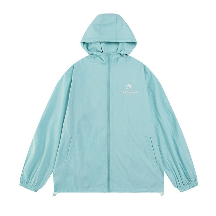 Starry Embroidered Letters Men Clothing Light Blue