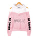 Long-Sleeve Hooded Knit Sweater Pink