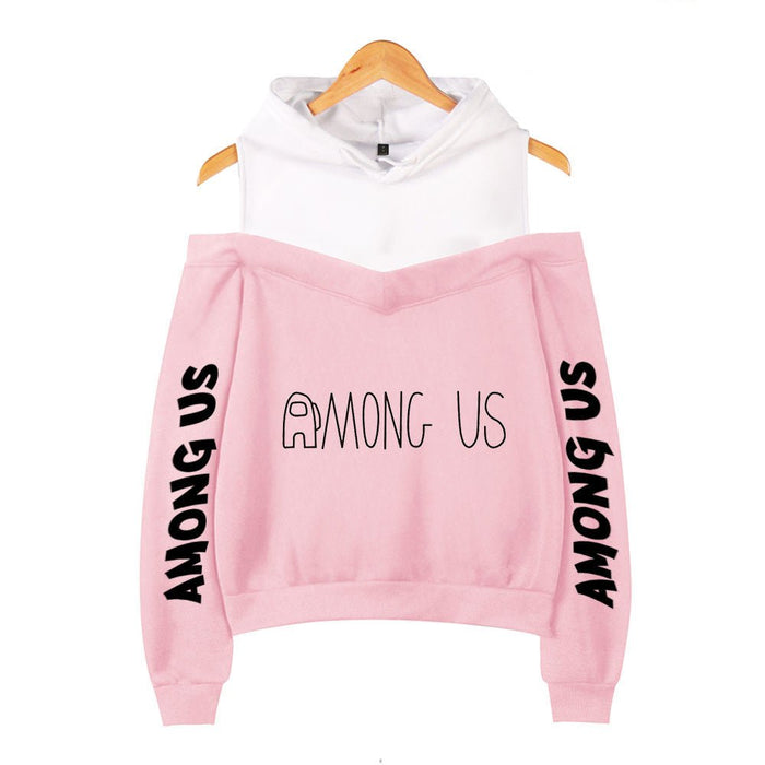 Strapless Long-Sleeved Hooded Sweater Pink