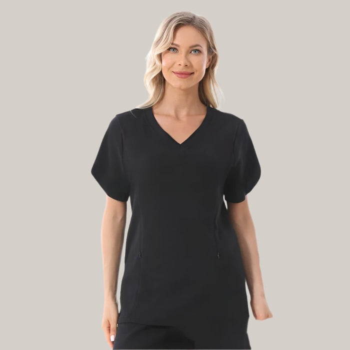Women's Waffle-Knit Maternity Shorts Set Black Top
