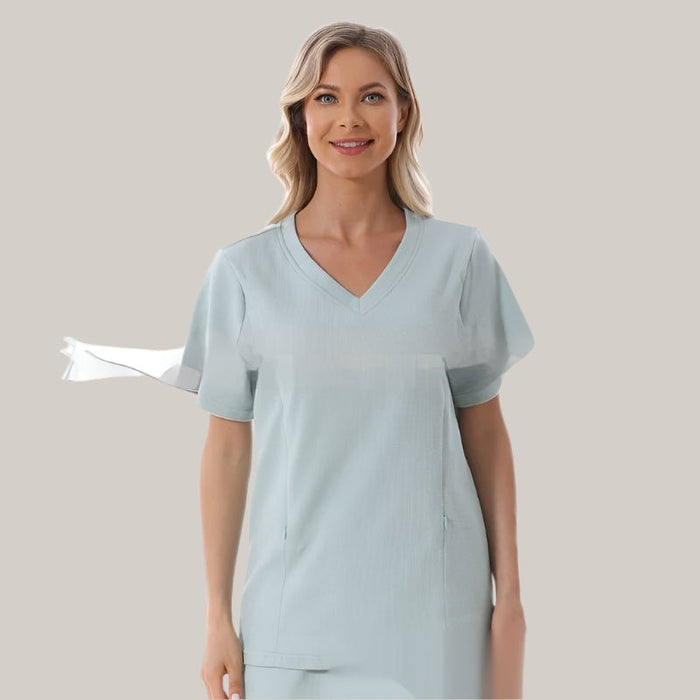 Women's Waffle-Knit Maternity Shorts Set Green Top